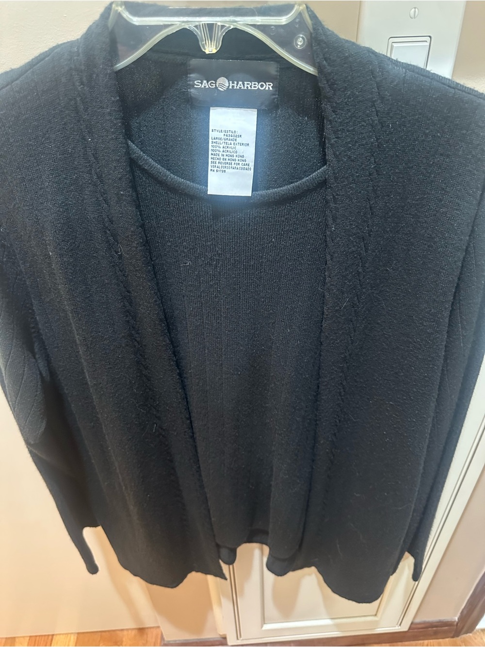 Vintage Sag Harbor Open-Front Black Women's Sweater attached 2 piece